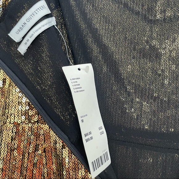 NWT Urban Outfitters Gold Sequin Mini Dress - Picture 4 of 5